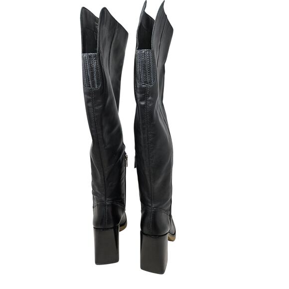 NEW Vince Camuto 6 Eyana Over-the-Knee Boot Black Leather Chunky Goth Whimsygoth - Picture 4 of 6